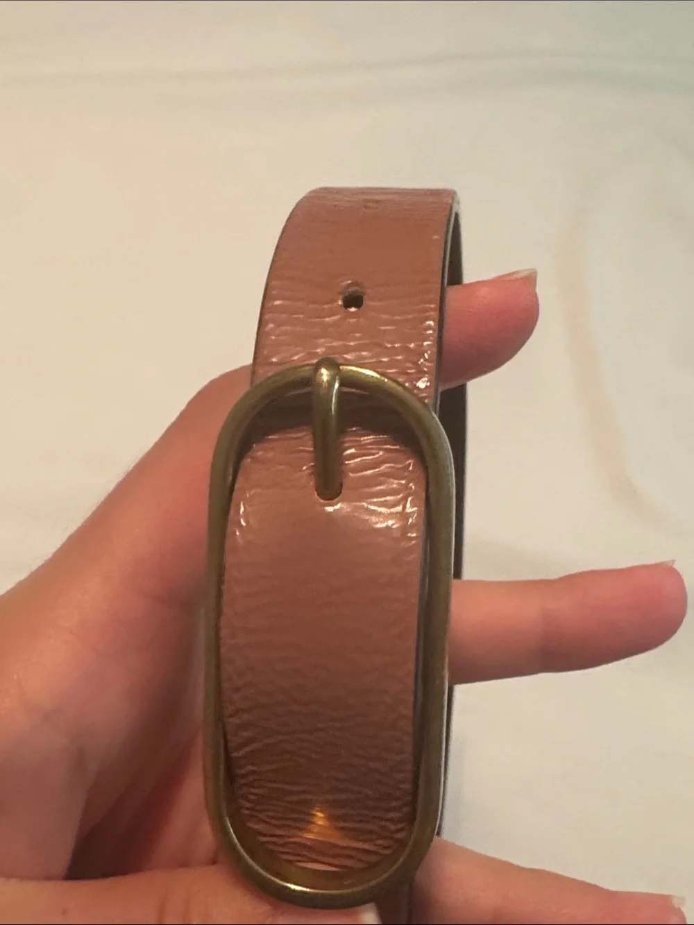 Rachel Comey Pink Leather Belt with Gold Oval Buckle
